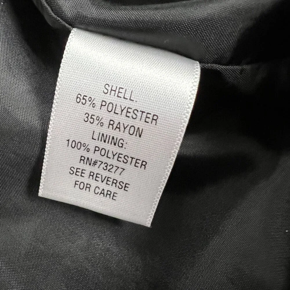 ELLE Womens Cropped Blazer Button Up 3/4 Sleeve Black/Gray Size Large Pockets